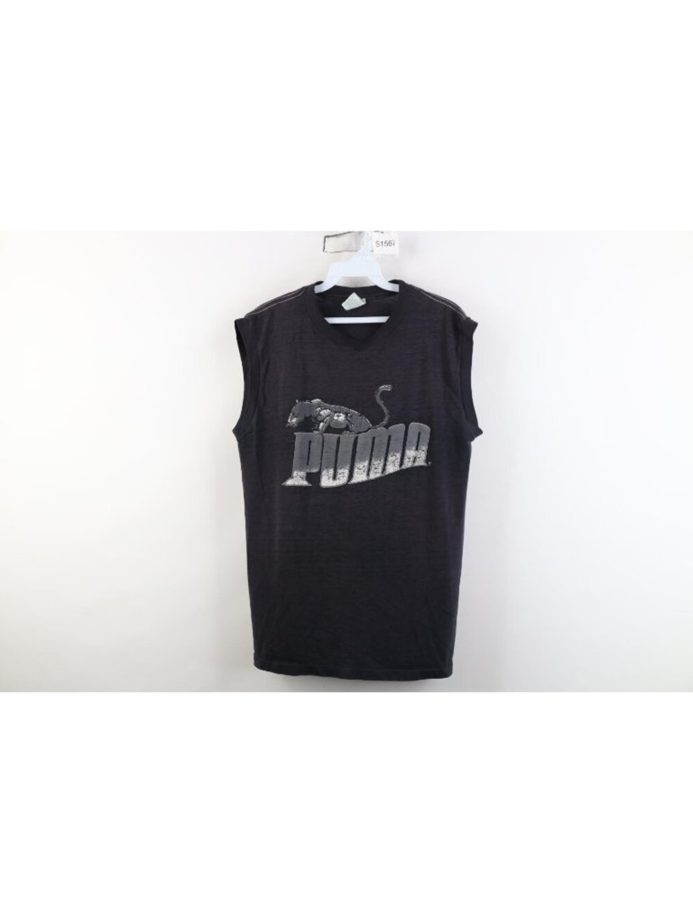Vtg 80s Puma Mens Large Distressed Spell Out Thin Sleeveless Muscle T-Shirt USA